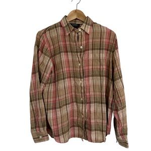 Lauren Ralph Lauren Plaid Button Down Shirt - Red, Green, Tan